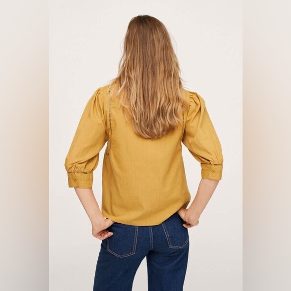 Mango Puff Sleeve Cotton Blouse - Picture 2 of 3